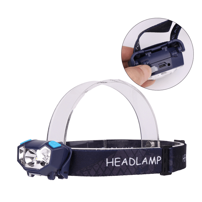 XANES 2903 650LM XPE+2* LED 5 Modes Headlamp 950Mah Battery USB Interface Motion Sensor LED Headlamp