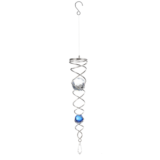 12'' Crystal Ball Wind Spinner Spiral Tails Stabilizer Sun Catcher Decoration W/ Hook