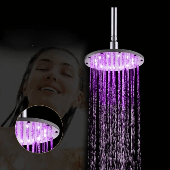 6/8/10 Inch LED Rainfall Shower Head round Shower Head Automatically RGB Color-Changing Temperature Sensor Showerhead for Bathroom