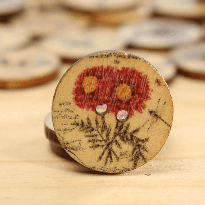 100Pcs Mixed Color Wooden Flower Sewing Buttons DIY Craft Bag Hat Clothes Decoration Sewing Button