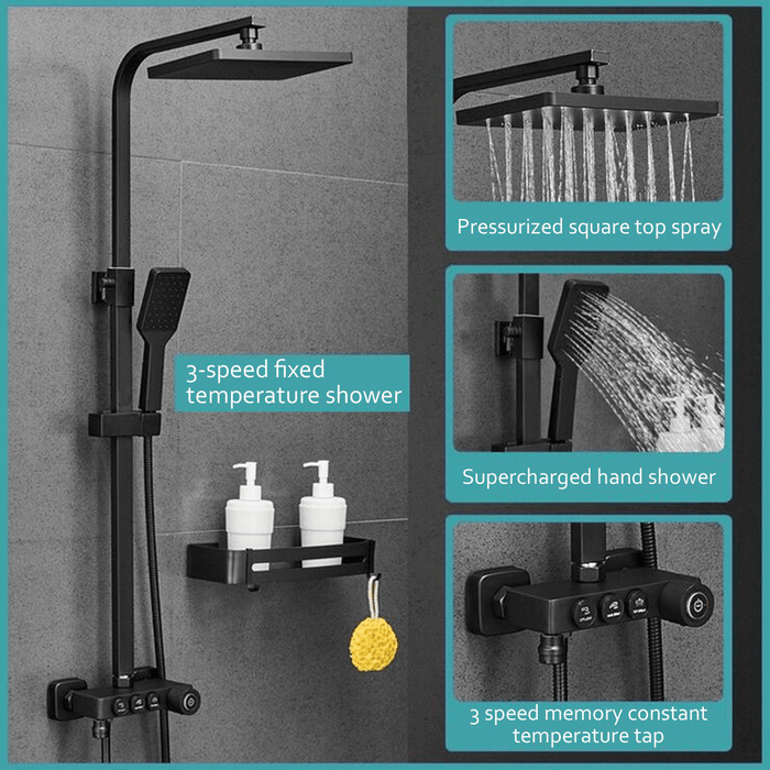 Bakeey Bathroom Smart Thermostatic Shower Button All-Copper Faucet Shower Set for Household Toilet