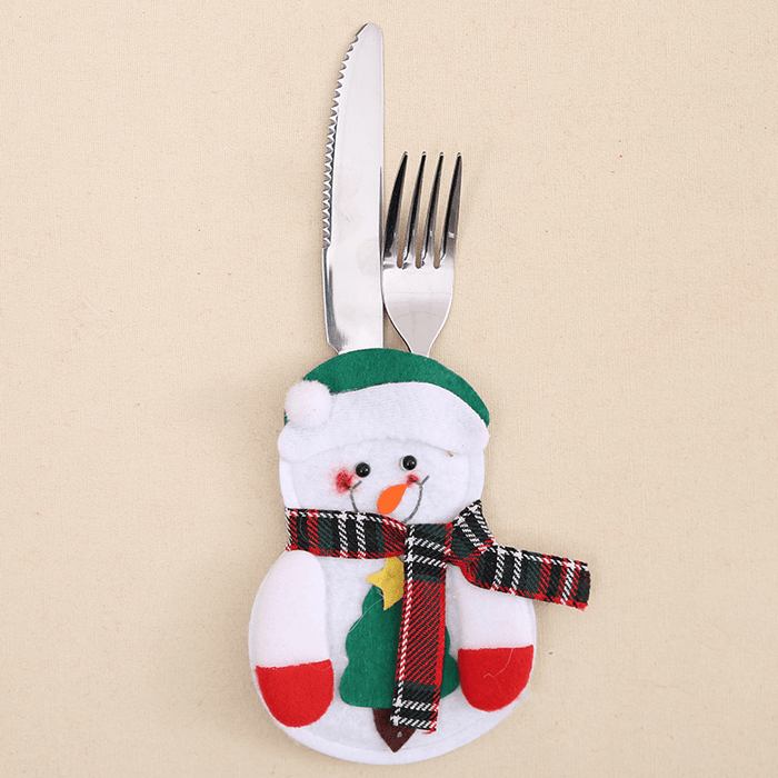 6PCS Christmas Santa Claus Tableware Holder Pocket Xmas Dinner Cutlery Bag Decor