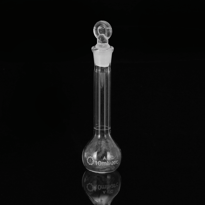 10Ml Clear Glass Volumetric Flask W/ Glass Stopper Lab Chemistry Glassware