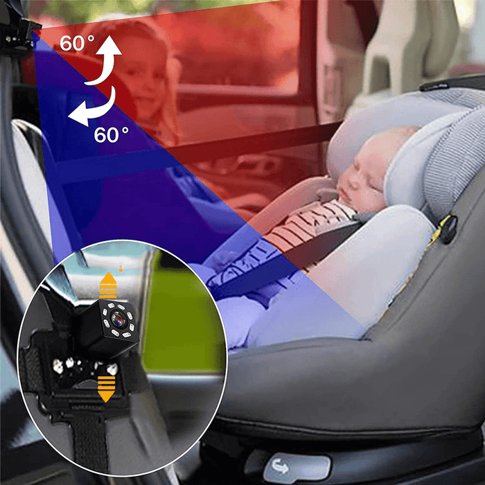 Baby Safety Car Monitor Camera Monitored Mirror 120° Viewing Angle Night Vision Side Driving HD Lens Display for Observe the Baby'S Move