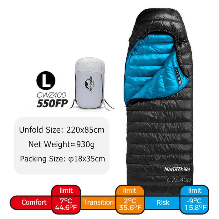 Naturehike 550FP Sleeping Bag Winter Folding Portable Lightweight Goose down Sleeping Mat Quilts Camping Travel