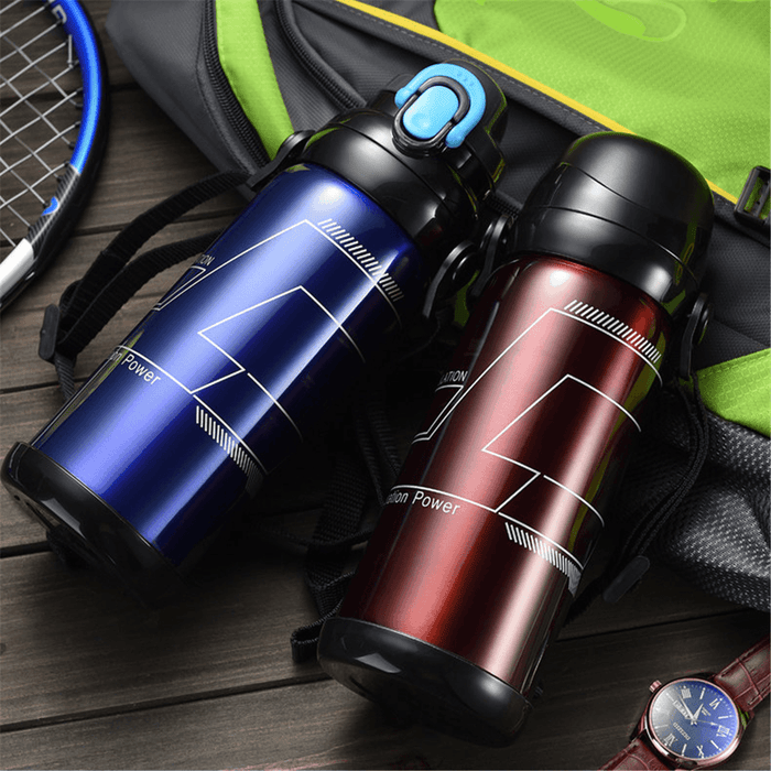 800ML Sports Stainless Steel Water Bottle with Strap Insulated Cup Thermal Vacuum Flask