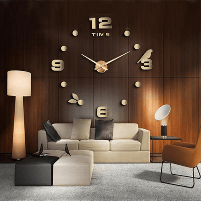 Emoyo JM008 Creative Large DIY Wall Clock Modern 3D Wall Clock with Mirror Numbers Stickers for Home Office Decorations