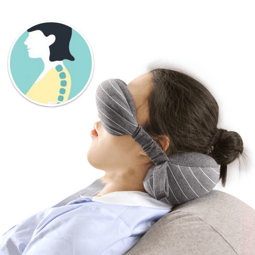 2 in 1 Portable Cotton Neck Pillow Head Cushion Eye Mask Travel Airplane Sleep Rest