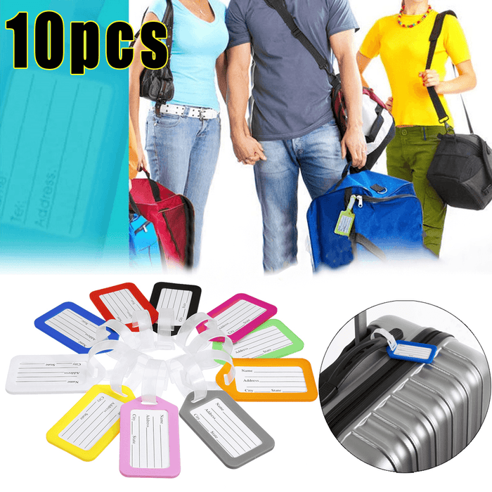 10 Pcs Luggage Bag Tag Name Address ID Label Plastic Travel Bag Tags for Suitcase Bag