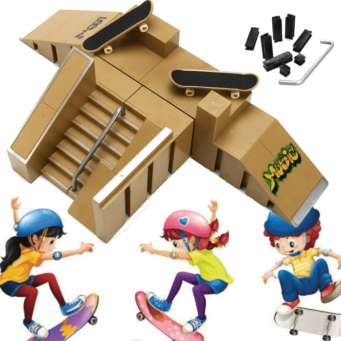 Skate Park Ramp Parts with 2 Deck Fingerboard Finger Board Toys