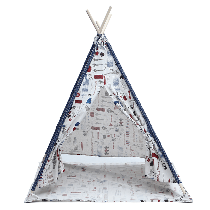 1.6/1.8M Kids Play Tents Cotton Canva Folding Indoor Outdoor Playhouse Triangle Indian Children Baby Game Funny House Wigwam Camping Tent