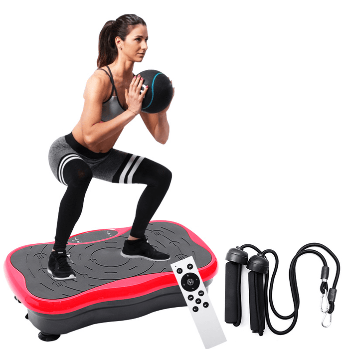 Fitness Pedal Stepper Exercise Slim Vibration Machine Trainer Platform Yoga Non-Slip Cardio Sport with Resistance Bands Max Load 200Kg