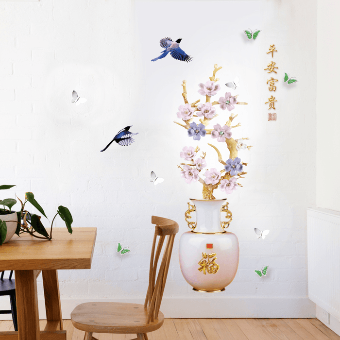 Miico SK9335 Vase Painting Sticker Living Room Bedroom Door Background Decorative Wall Sticker