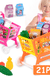 21Pcs/Set Toy Shopping Cart Pretend Supermarket Food Items Children Educational Play Toy for Ages 3 and Up