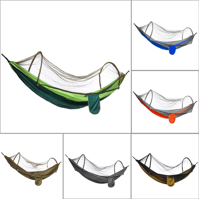 210T Nylon Hammock Ourdoor Camping Travel Hanging Bed with Mosquito Net