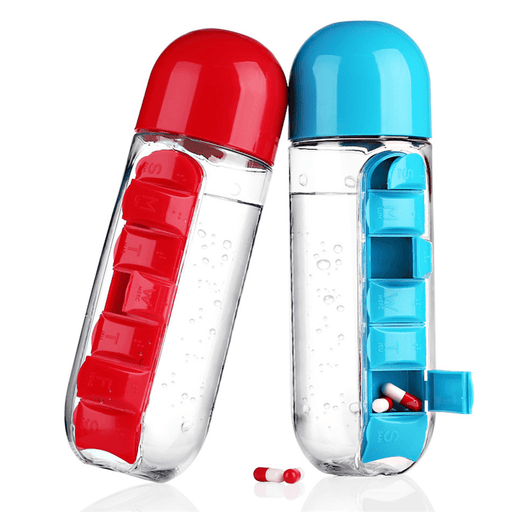 Ipree® 600Ml Water Bottle 7 Days Week Pill Capsule Case Organizer Leak-Proof Drinking Cup