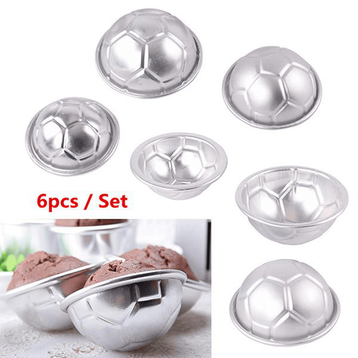 6Pcs Set Aluminum Metal Sphere Football Bath Bomb Molds 3 Size DIY Cake Crafts