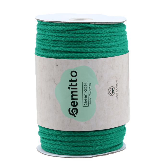 GEMITTO 100M Braided Rope Cotton Yarn Cords 100% Cotton DIY Craft Knitting Wall Hanging for Hand Knitted Gifts