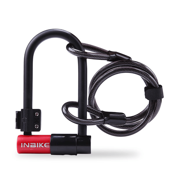 BIKEGHT Bike U-Lock Steel Rope Lock Anti-Theft Anti-Hydraulic Shear Motorcycle Electric Scooter E-Bike Cycling Cable Locks with 2 Keys Bracket Bicycle Accessories