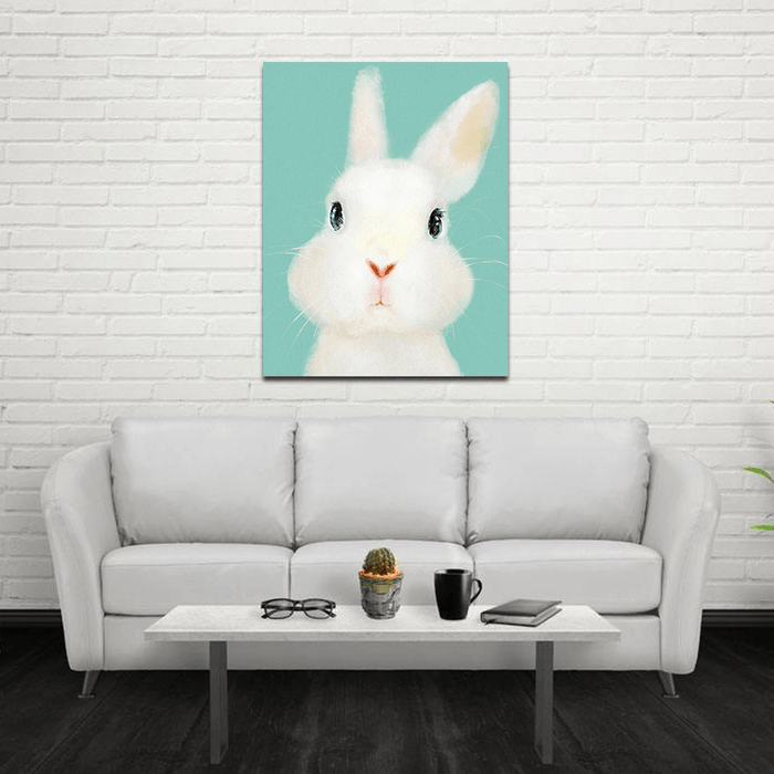 Miico Hand Painted Oil Paintings Cartoon Rabbit Paintings Wall Art for Home Decoration