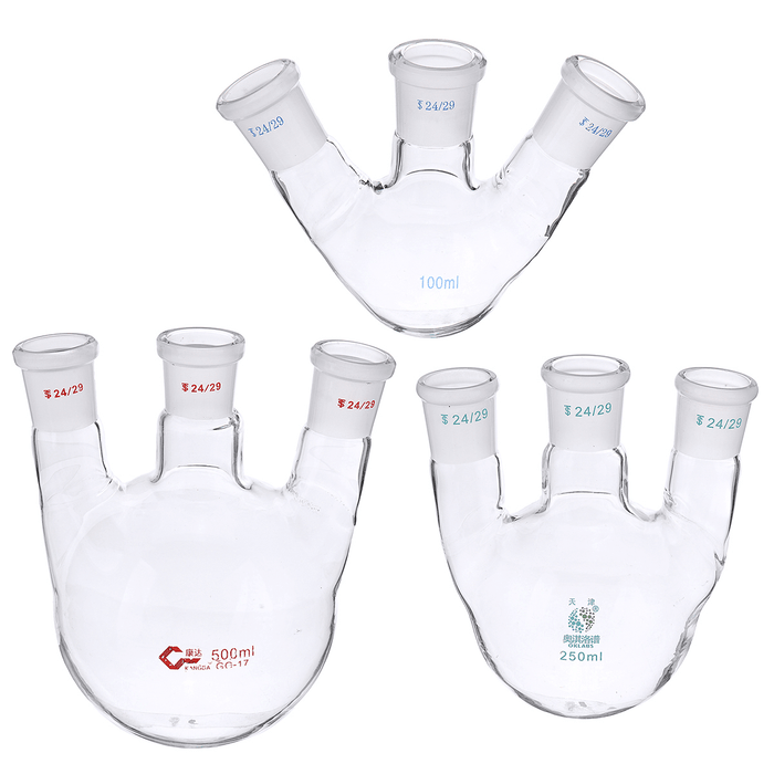 100Ml 250Ml 500Ml Glass 24/29 Three Neck round Bottoom Boiling Flask 3-Neck Laboratory Glassware