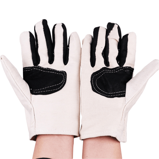 KALOAD 1 Pair Double Layer Thicken Canvas Work Welding Gloves Wearproof Non-Slip Security Labor Protection Gloves