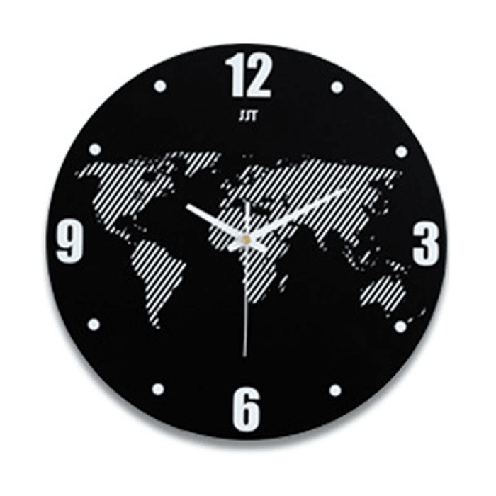 World Map Wall Clock Modern Travel around Density Fibreboard Record Home Kitchen