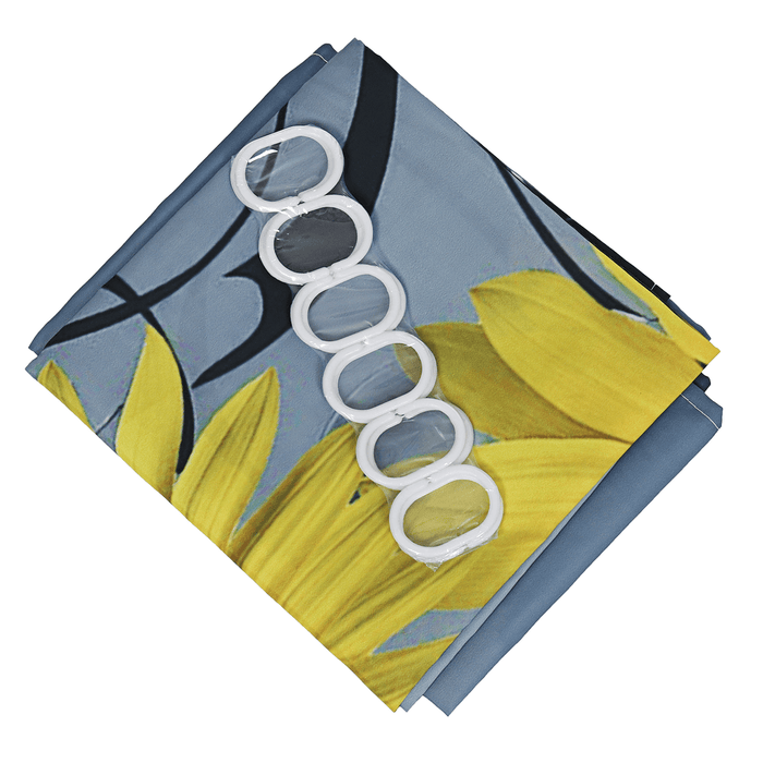 Sunflower Shower Curtain Non-Slip with Free Hooks Waterproof Fabric Bathroom Set