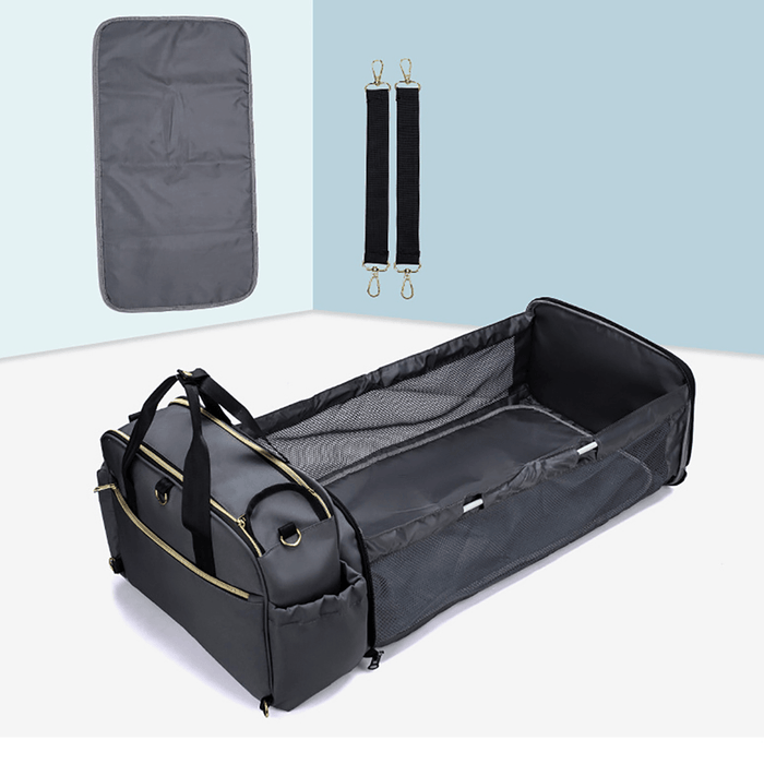 Mummy Diaper Bag Portable Multifunction Backpack Folding Baby Bed Bag with Mattress Outdoor Travel