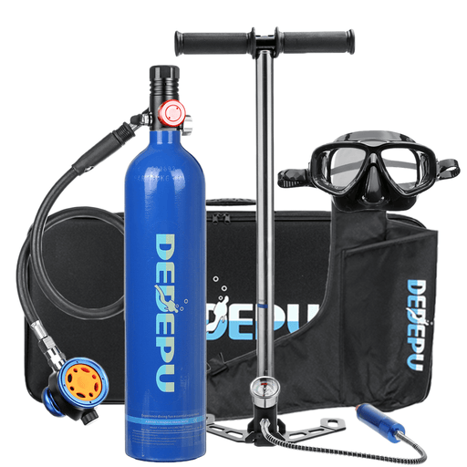 DEDEPU 5 Pcs 1L Scuba Oxygen Tank Diving Cylinder Breathing Valve Air Pump Diving Glasses with Handbag