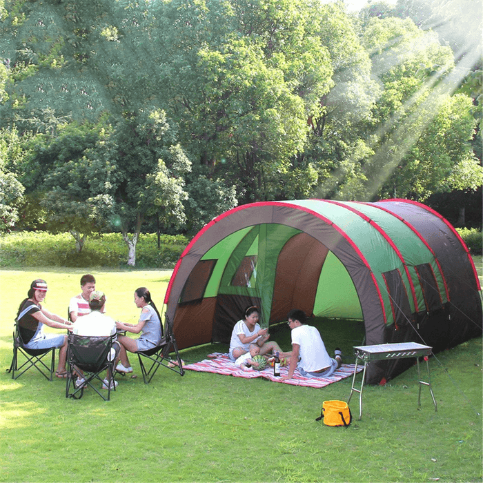 8-10 People Large Tunnel Tent Waterproof Double Layer for Family Party Outdoor Travel Camping Tent