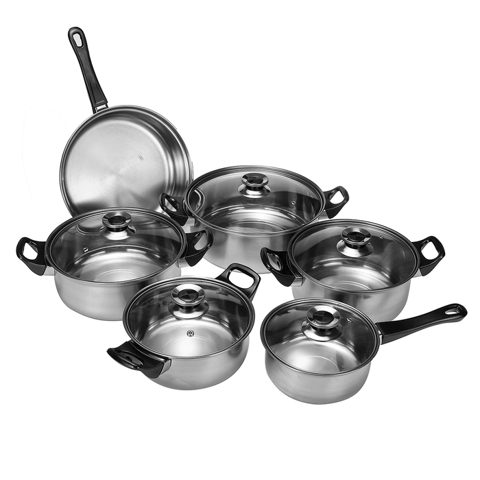 6 Pcs Cookware Set Stainless Steel Pots Frying Pan Outdoor Camping Picnic Kitchen Cooking Set