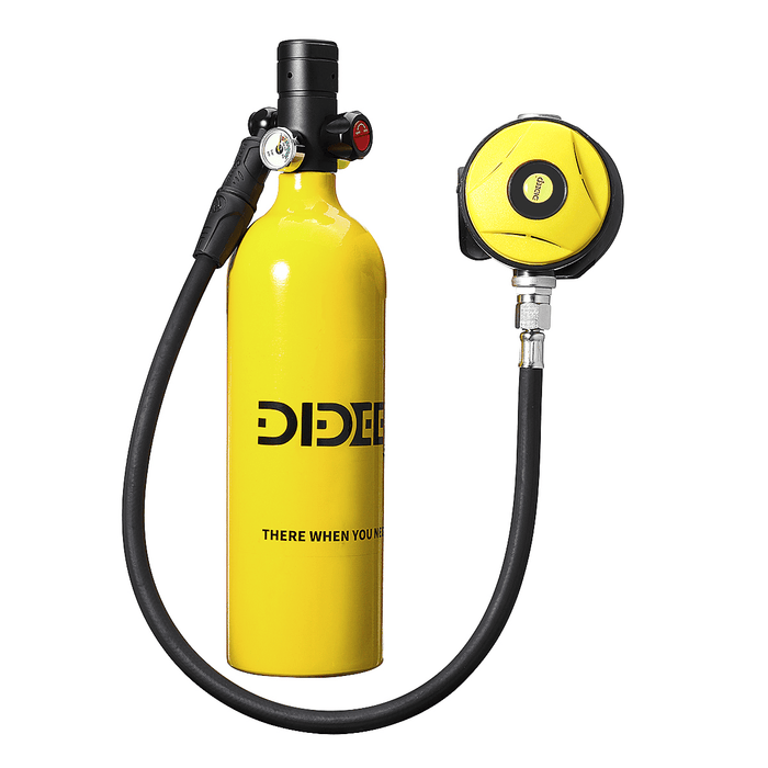 DIDEEP 1L Portable Scuba Tank Diving Oxygen Dive Equipment + Inflator Pump Kit