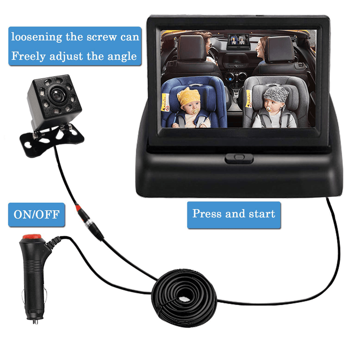 Baby Safety Car Monitor Camera Monitored Mirror 120° Viewing Angle Night Vision Side Driving HD Lens Display for Observe the Baby'S Move
