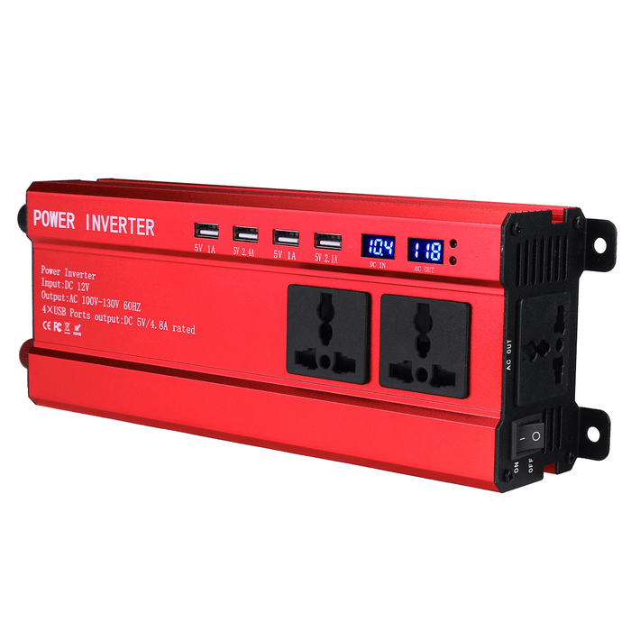 Modified Sine Wave 2000W Car Inverter 12V to 220V/110V Power Converter LCD Display