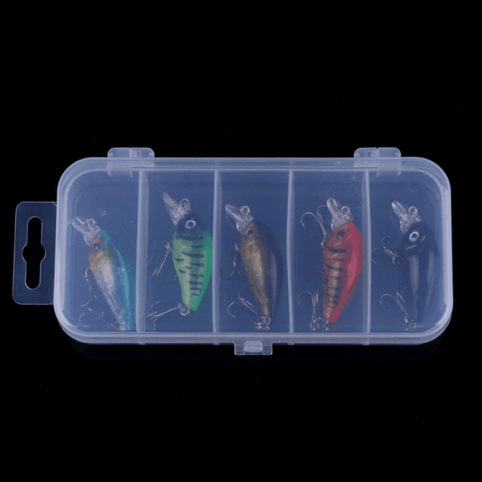 ZANLURE 5 Pcs 4.5Cm Fishing Lures Floating Bait Crank-Bait Fishing Tackle with Storage Box