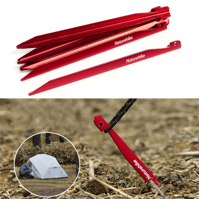 Naturehike NH17D026-D 8Pcs V Shape Tent Pegs 7001 Aluminium Alloy Nails Camping Stake Accessories