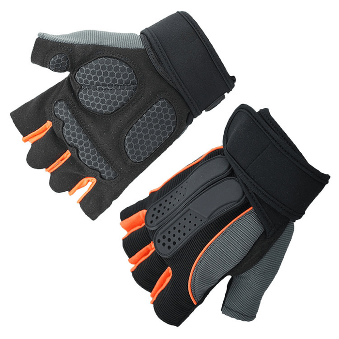 KALOAD 1 Pair Anti-Slip Half Fingers Gloves Outdoor Riding Fitness Sports Exercise Training Gym Gloves