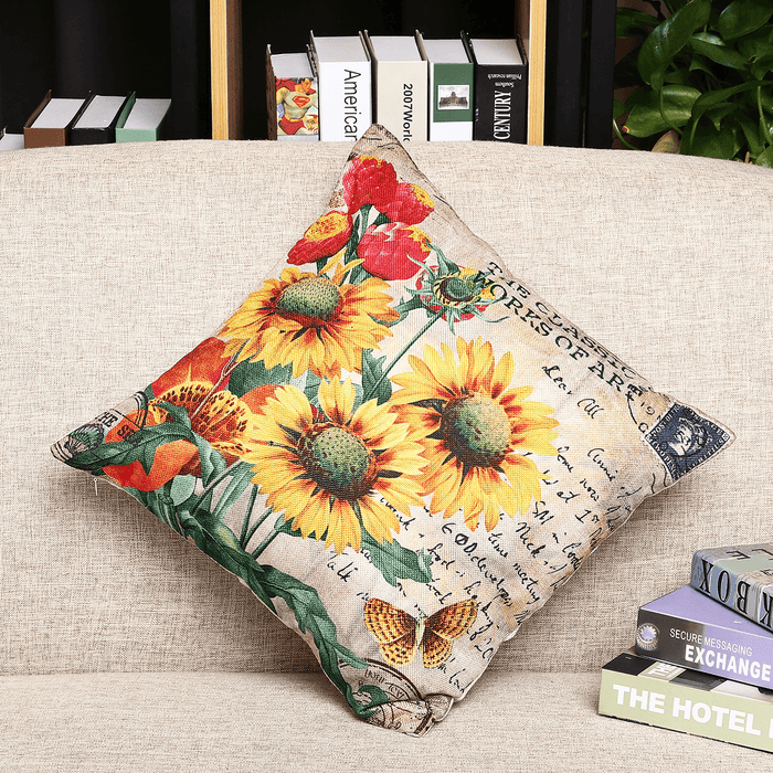 Vintage Flower Cotton Linen Cushion Cover Throw Pillow Case Sofa Home Decor