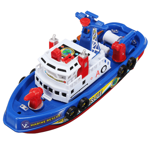 Kids Electric Fireboat Toy Children Rescue Water Spray Light Music Baby Bath Toy Boys＆Girls Gift