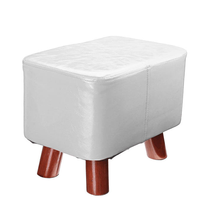 PU Soft Foot Stool Soft Change Shoes Bench Small Ottoman Footrest Footstool Wooden Legs Rectangular Seat Stool Home Supplies