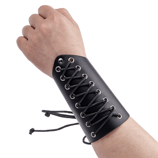 1 Pcs 14/18Cm Leather Gauntlet Cosplay Wrist Band Buckle Cuffs Bike Bicycle Guard