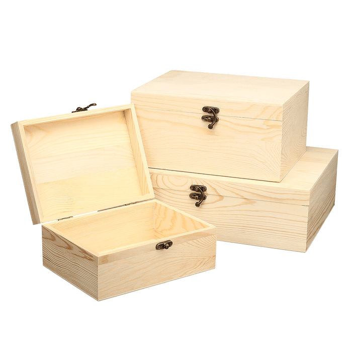 Wooden Vintage Treasure Chest Wood Jewelry Storage Box Case Organiser Ring