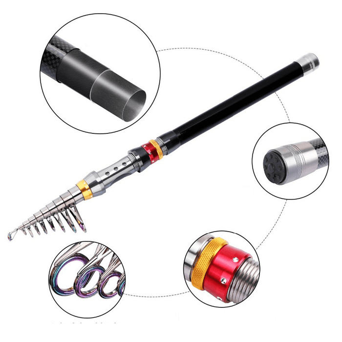 ZANLURE 1.8-3.6M Carbon Fiber Telescopic Fishing Rod Mini Portable Spinning Rod Sea Fishing Rod