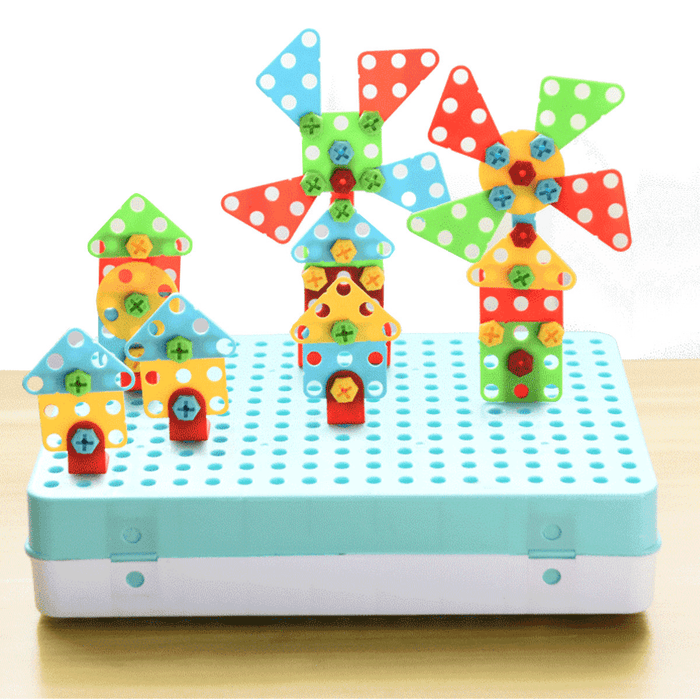 316PCS 3D Creative Electric Drill Set Drilling Screw Mosaic Puzzle Toys Christmas Gift