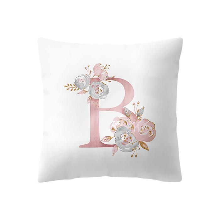 Simple Nordic Style Pink Alphabet ABC Pattern Throw Pillow Cover Home Sofa Creative Art Pillow Case