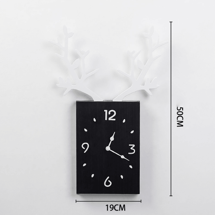 50 X 35Cm Simple Wooden Antler Wall Clock Roman Numerals Wall Home Office Decor