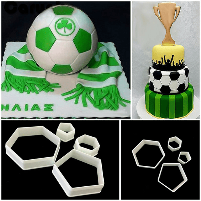 4Pcs Football Fondant Cutter Plastic Cutter Fondant Molds Cake Decorating Molds Cake Moulds Chocolate Moulds Baking Mold