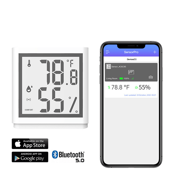 Bluetooth 5.0 Temperature Humidity Smart Sensor Hygrometer Thermometer APP Monitoring LCD Display Digital Weather Station Electronic Moisture Meter