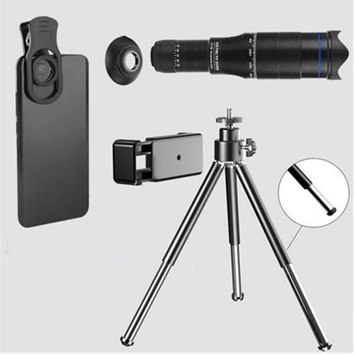 40X HD Phone Camera Lens Smart Double Lens Zoom Telescope Set Fish Eye Len Monocular for Outdoor Camping Travel